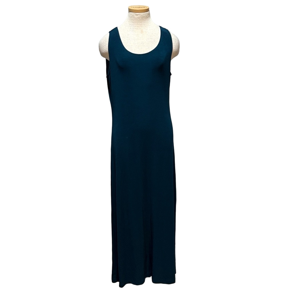 Coldwater Creek sz M blue green sleeveless maxi resort wear dress